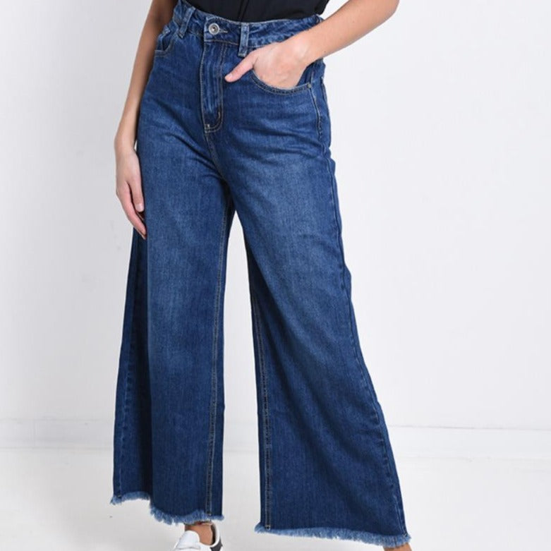 Jeans en Coton avec poches évasé.