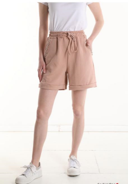 Shorts en Coton avec élastique avec clous avec poches avec coulisse.