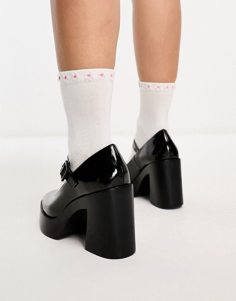 Wide Fit - Pound - Mary Jane - Chaussures à talons et plateforme - Noir