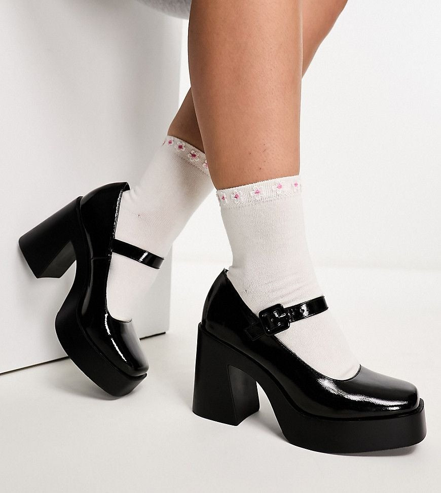 Wide Fit - Pound - Mary Jane - Chaussures à talons et plateforme - Noir
