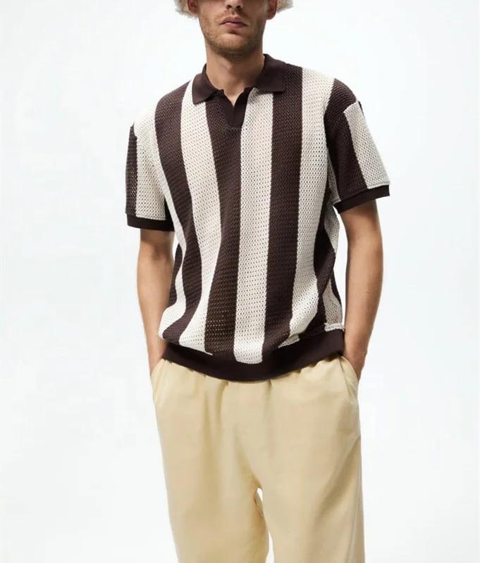 coton Polo en tricot au crochet pour hommes avec