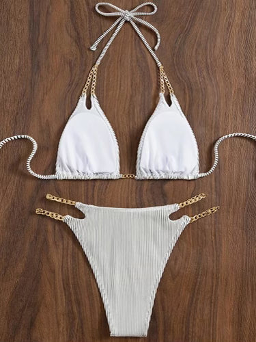 Bikini sexy en matériel doré