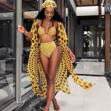 Ensemble maillot de bain imprimé jaune