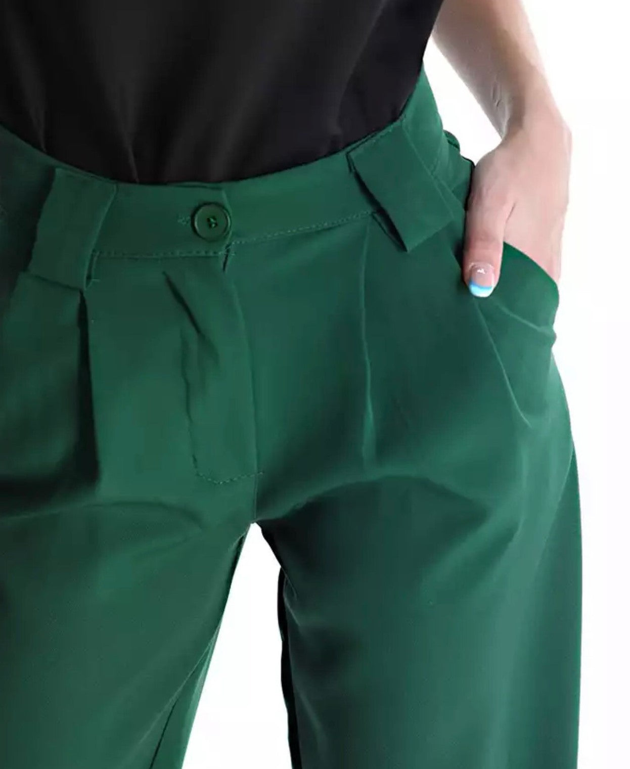 Pantalon ample cigarette vert émeraude